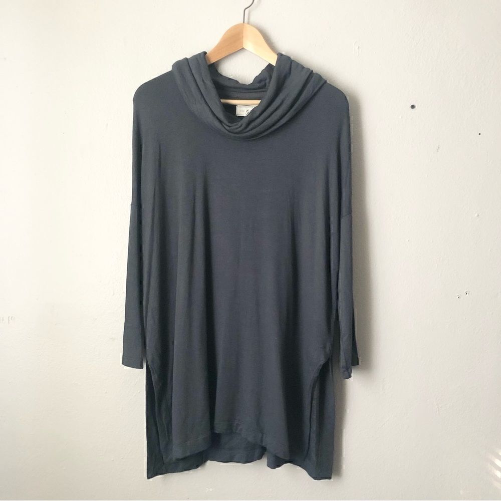 Lou & Grey oversized cowl neck tee shirt in dark grey size XS